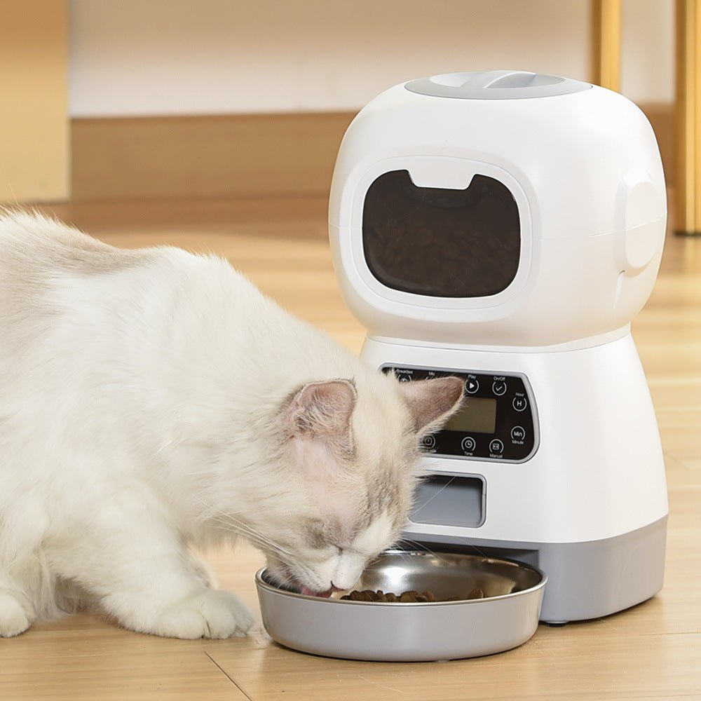 HEYBO 3.5L Automatic Cat Feeder Auto Dog Food Dispenser with Twist Lock Lid Dog Cat Dry Food Dispenser with Voice Recorder - HEYBO