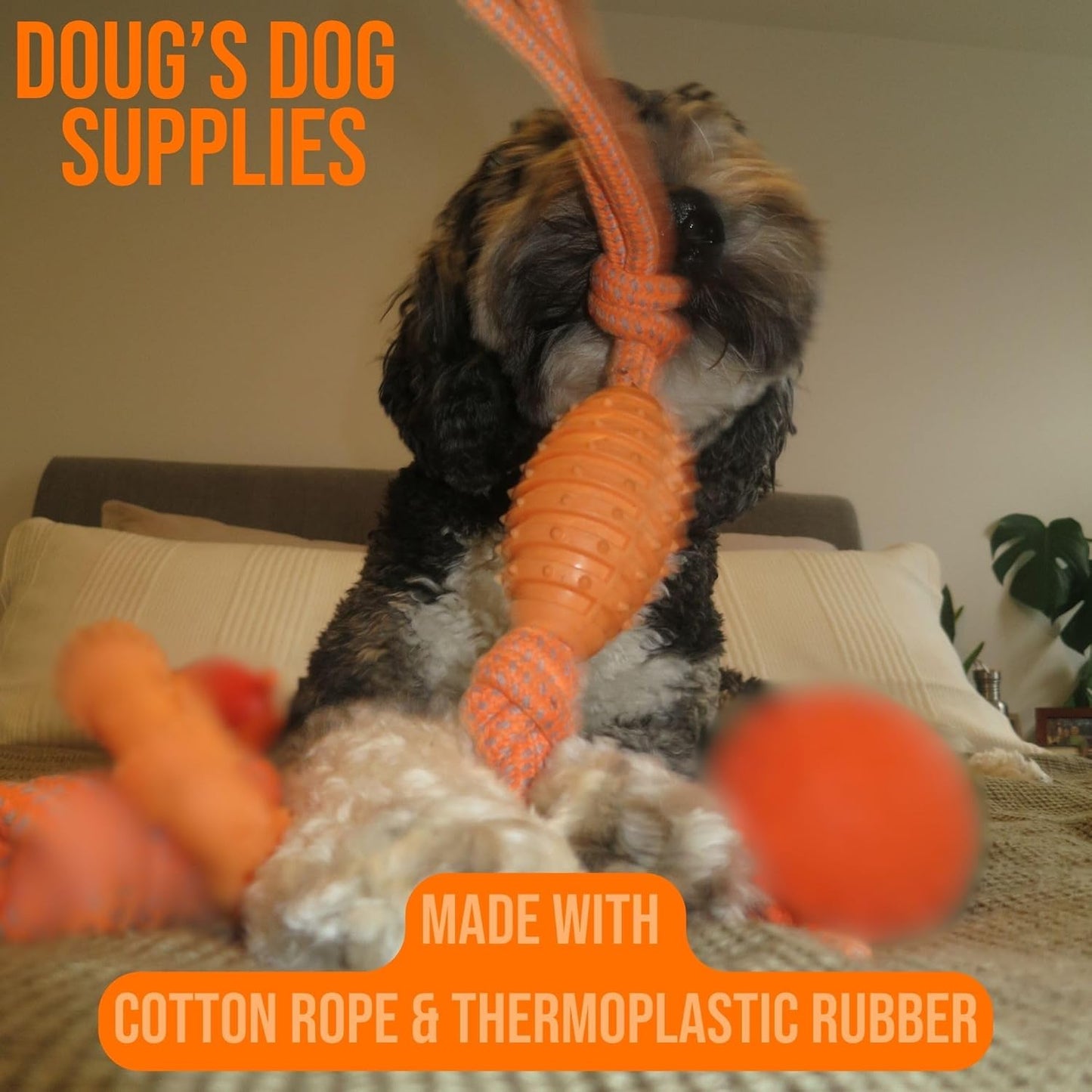 Doug's Dog Supplies Football Rope Toy for Tug - HEYBO