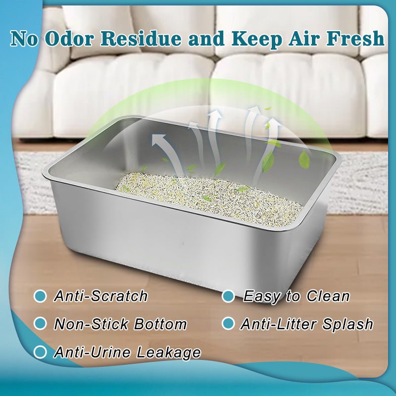 HEYBO Stainless Steel Cat Litter Box Cat Litter Pan - HEYBO