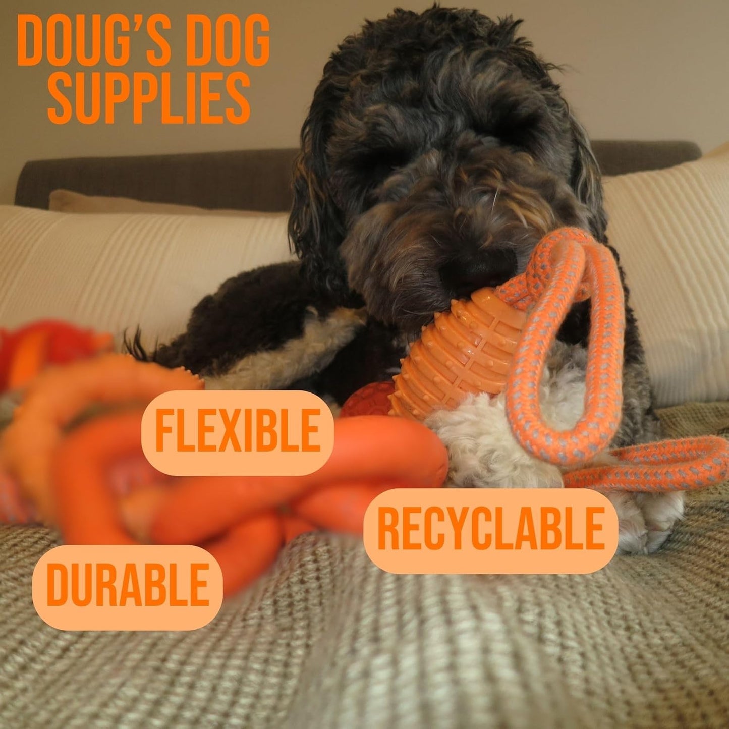Doug's Dog Supplies Football Rope Toy for Tug - HEYBO
