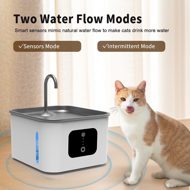 HEYBO Ultra Quiet Cat Water Fountain with Stainless Steel & ABS Material, Multi - Layer Filtration Blue Light Sterilization, Smart Dry - Burn Protection Ideal for Cats & Dogs - HEYBO