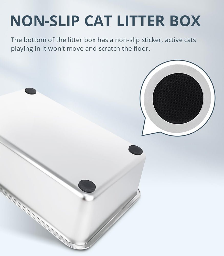HEYBO Metal Cat Litter Box High Sides Nonstick Odor Control Anti - Corrosion - HEYBO