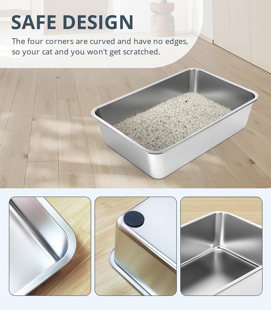 HEYBO Metal Cat Litter Box High Sides Nonstick Odor Control Anti - Corrosion - HEYBO
