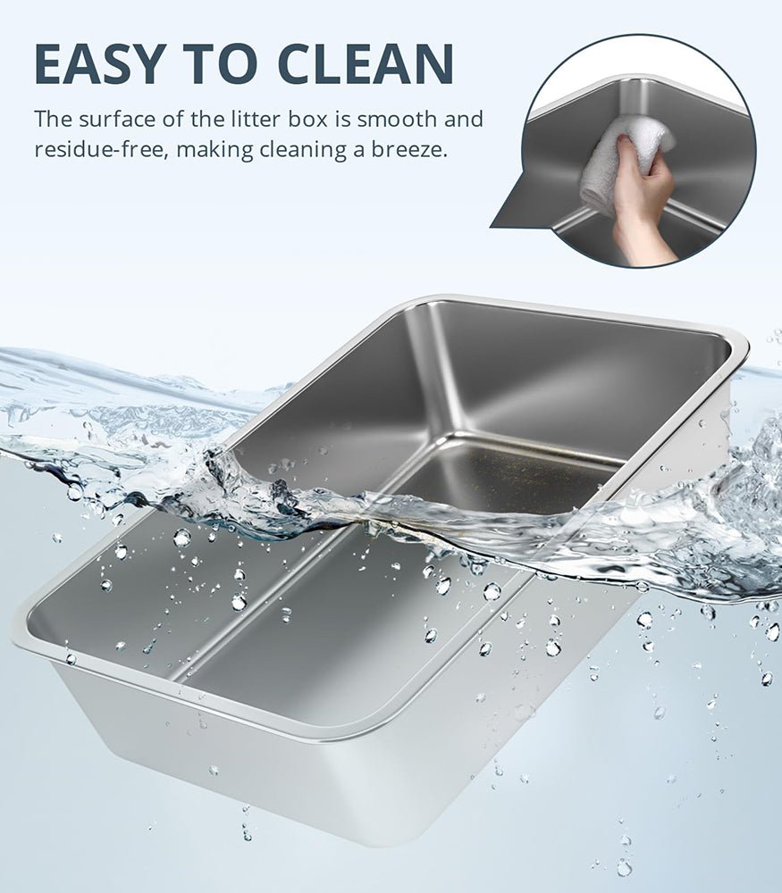 HEYBO Metal Cat Litter Box High Sides Nonstick Odor Control Anti - Corrosion - HEYBO