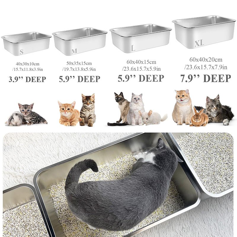 HEYBO Stainless steel No Smell High Sided Flip - top cat - litter box - HEYBO