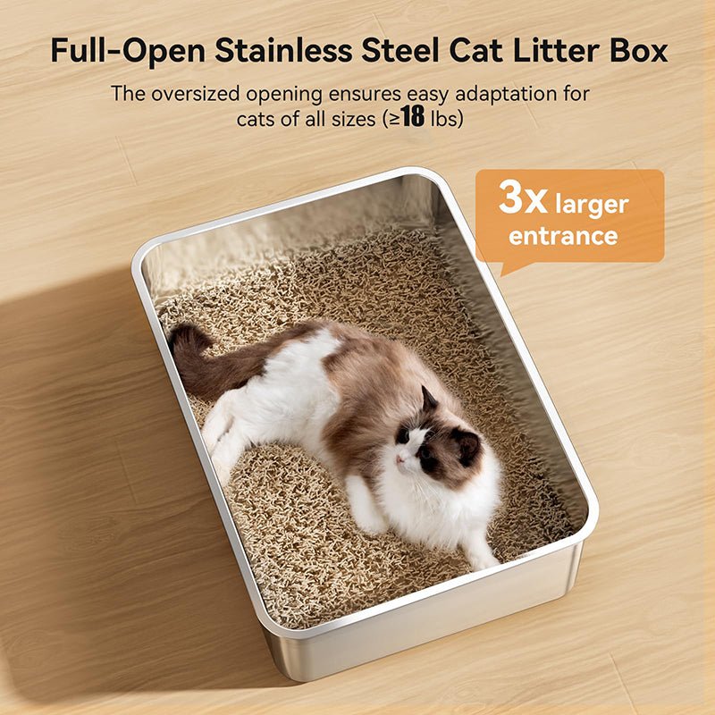 HEYBO Large Metal Cat Litter Box with High Sided for Big and Small Cats - HEYBO