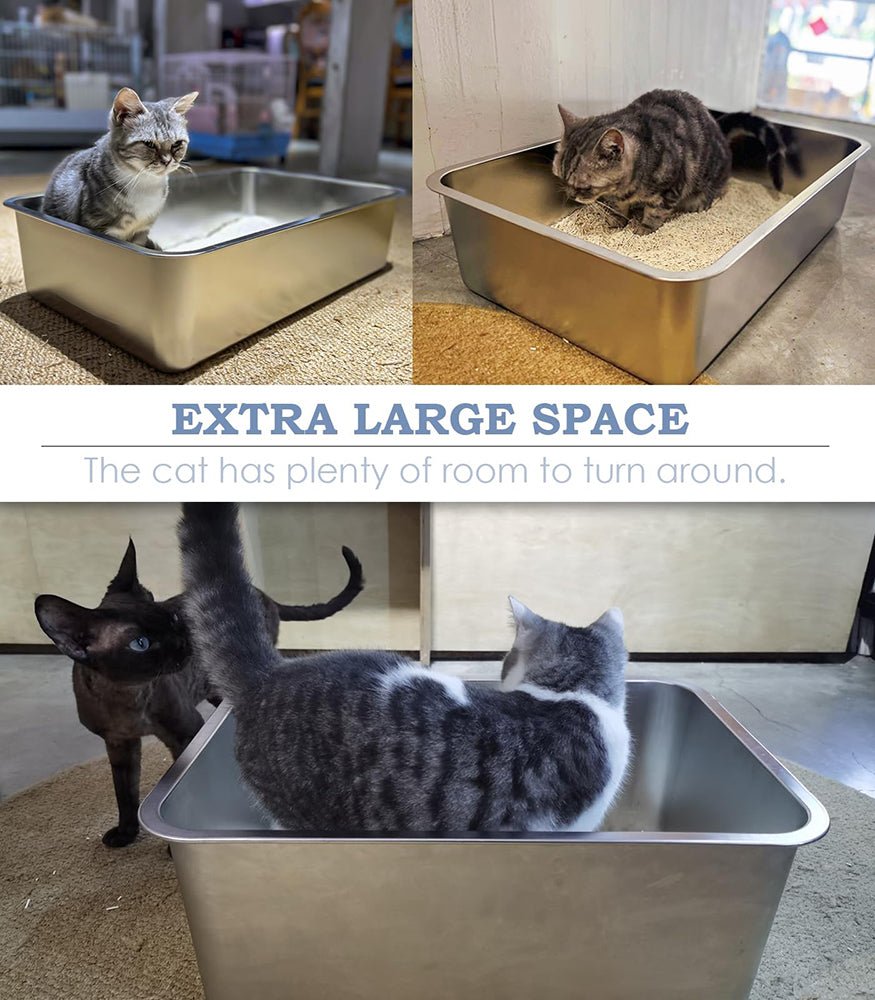 HEYBO Metal Cat Litter Box High Sides Nonstick Odor Control Anti - Corrosion - HEYBO