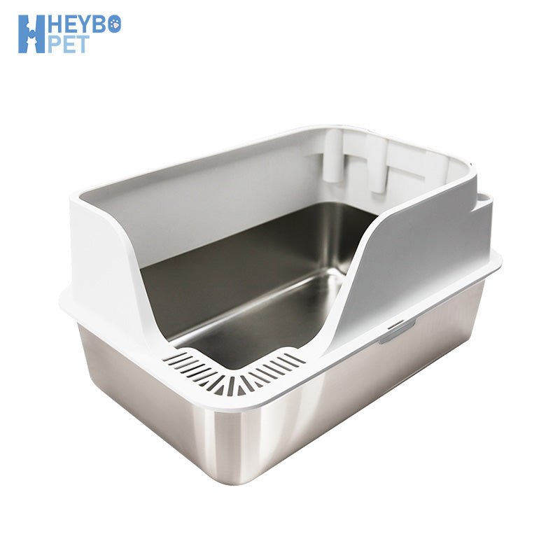 HEYBO Never Absorbs Odors Enclosed Stainless Steel Cat Litter Box - HEYBO