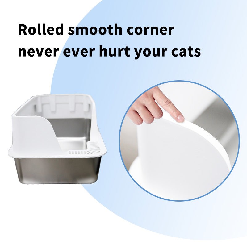 HEYBO Never Absorbs Odors Enclosed Stainless Steel Cat Litter Box - HEYBO