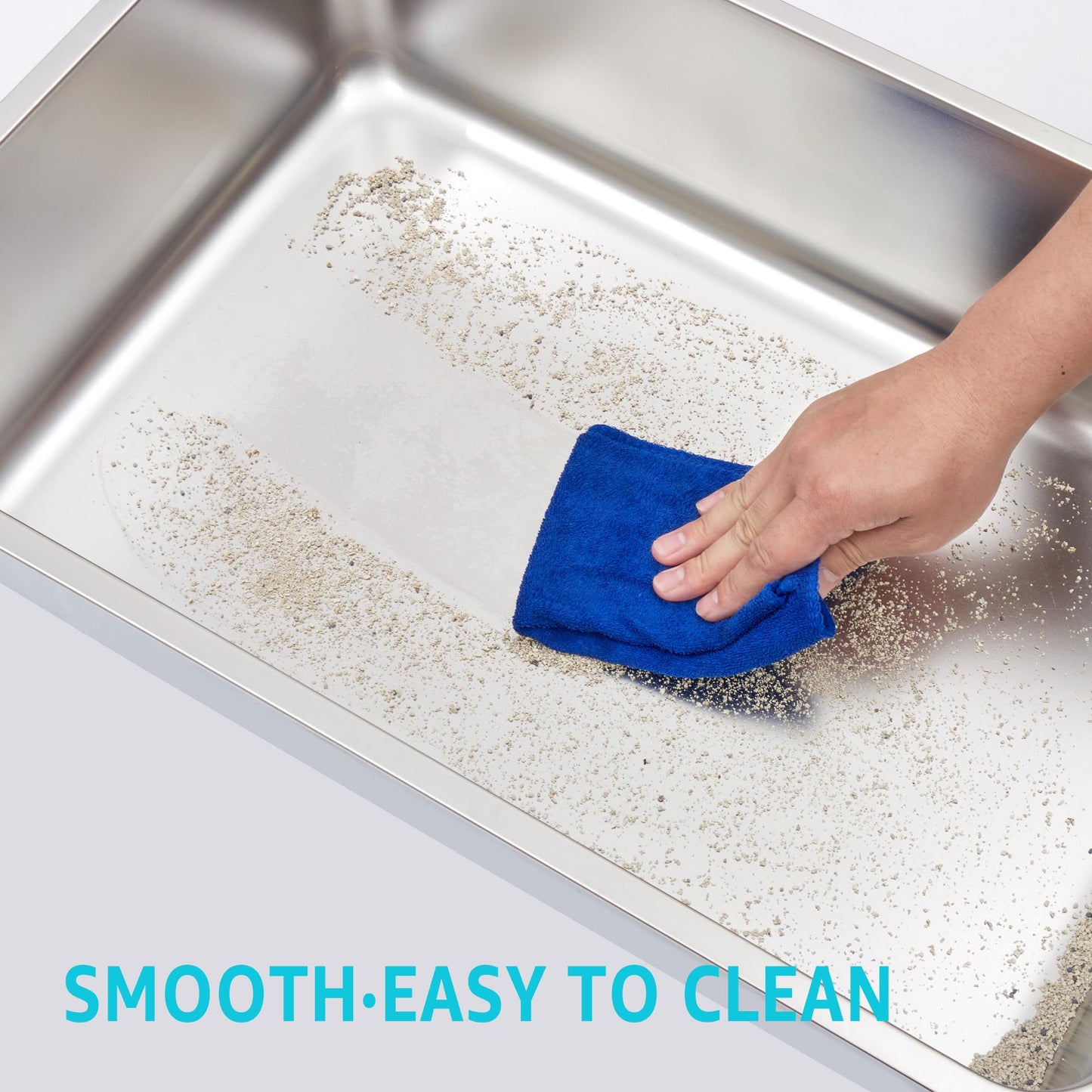 HEYBO Large Stainless Steel Cat Litter Box with High Sides - HEYBO