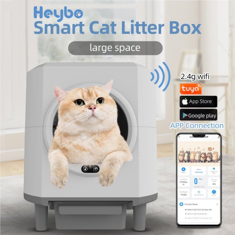 HEYBO Automatic Cat Litter Box Closed — Self - Cleaning & Quiet Operation - HEYBO