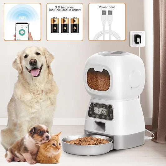 HEYBO 3.5L Automatic Cat Feeder Auto Dog Food Dispenser with Twist Lock Lid Dog Cat Dry Food Dispenser with Voice Recorder - HEYBO