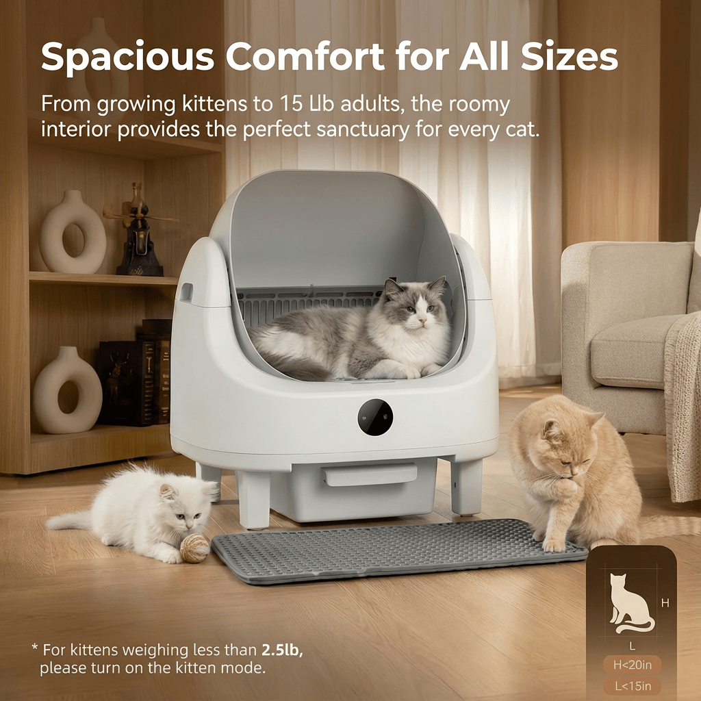 HBZH - ICB - 20 Open - Top Smart Cat Litter Box | App - Controlled & Large Capacity (US/EU Stock) - HEYBO - HEYBO