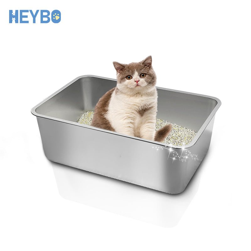HEYBO Stainless steel No Smell High Sided Flip - top cat - litter box - HEYBO