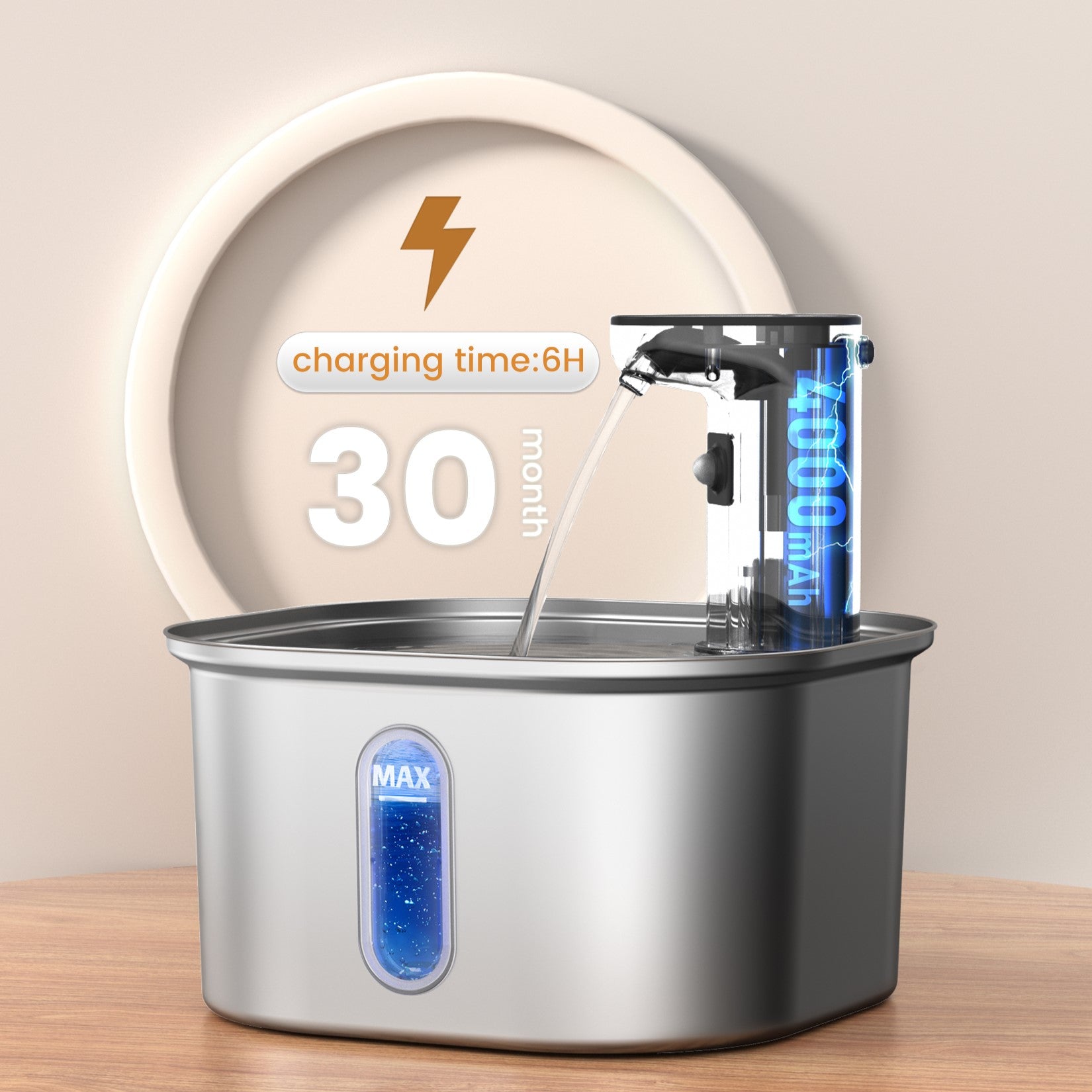 HEYBO Pet Intelligent Induction Water Dispenser Large Capacity Stainless Steel Square Wireless Induction Activated Carbon Filter Cat Water Feeder - HEYBO