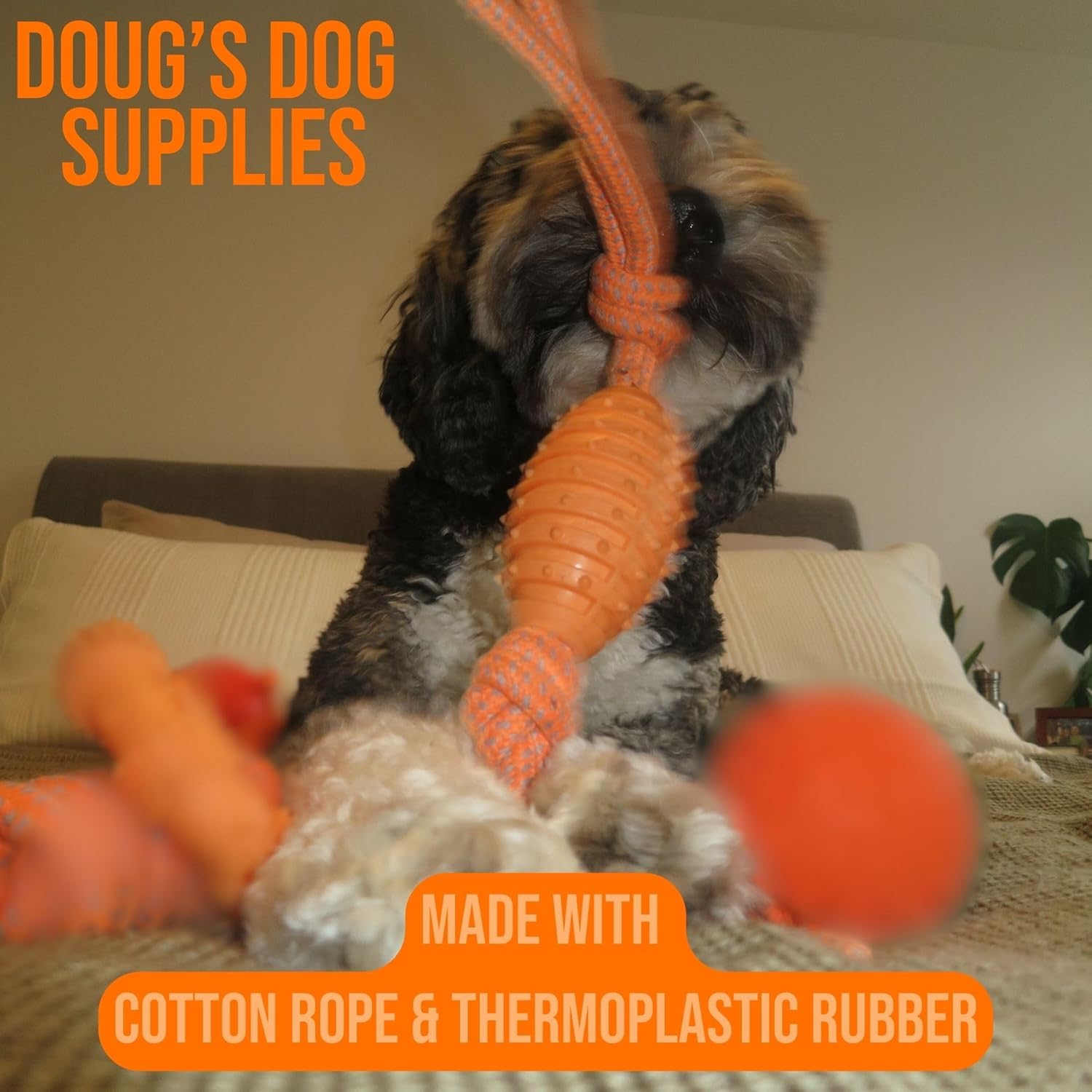 Doug's Dog Supplies Football Rope Toy for Tug - HEYBO