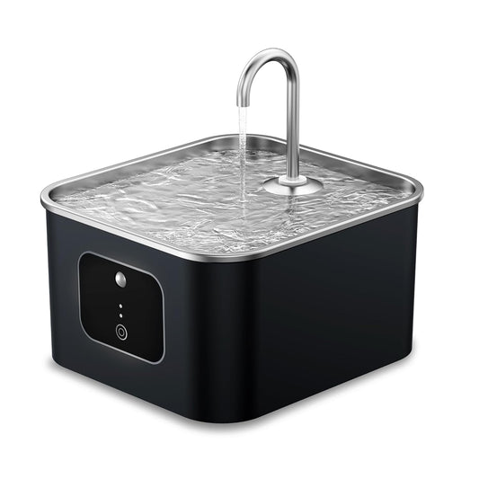 HEYBO Cat Fountains for Drinking Battery Operated 4000mAh Motion Sensor Automatic Cat Water Fountain with Water Level Window and LED Light for Water - HEYBO