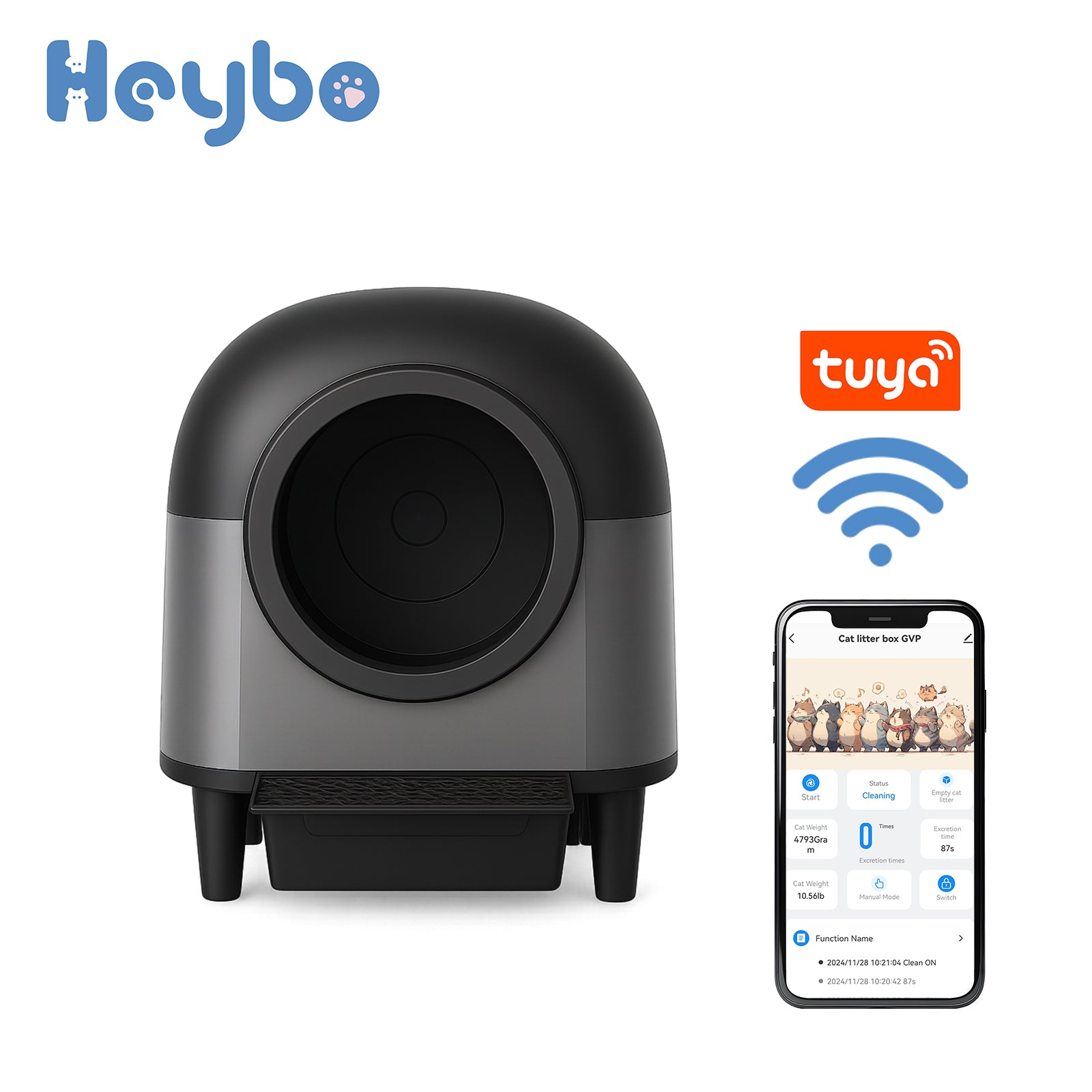 HBZH - ICB - 15 Open - Top Smart Cat Litter Box | App - Controlled & Large Capacity (US/EU Stock) - HEYBO - HEYBO