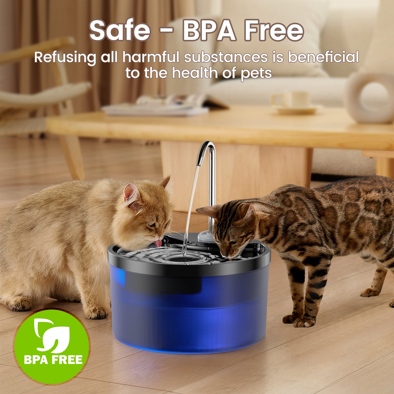 HEYBO Cat Fountain Super Silent Pet Drinking Dispenser Water Fountains for Kitty Indoor Quiet Pump and Faucet Design Suitable for Cats and Dogs - HEYBO