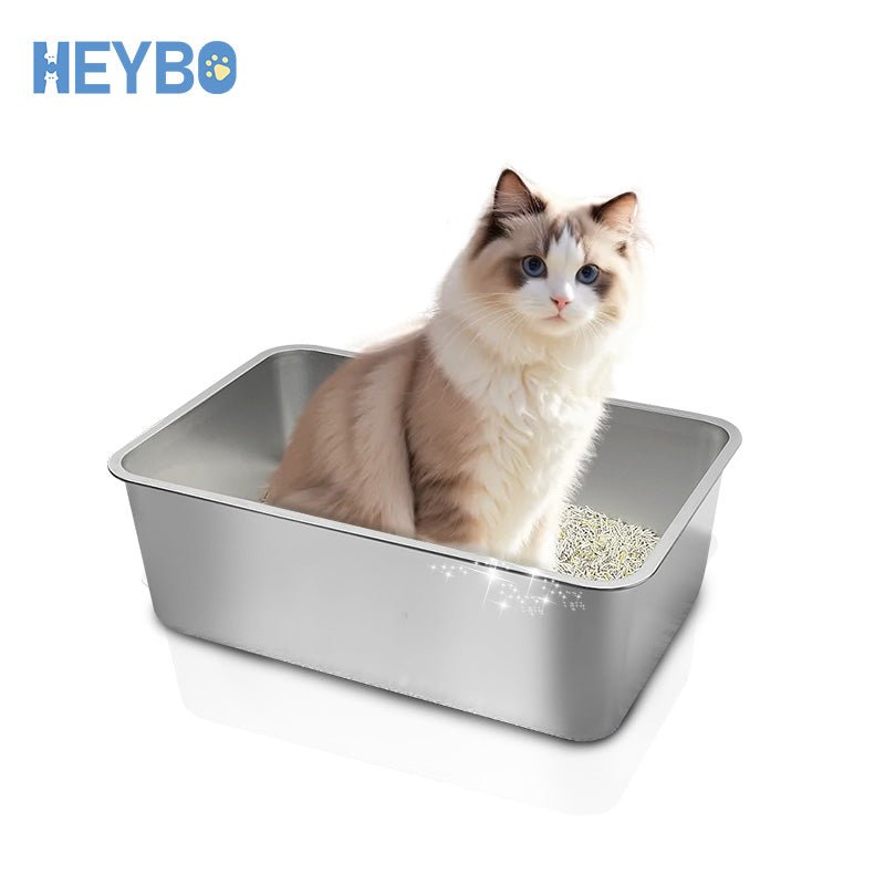 HEYBO Stainless steel No Smell High Sided Flip - top cat - litter box - HEYBO