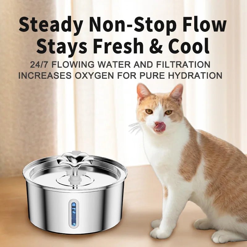 Stainless Steel Pet Water Fountain - Quiet Operation & Easy Cleaning by HEYBO - HEYBO