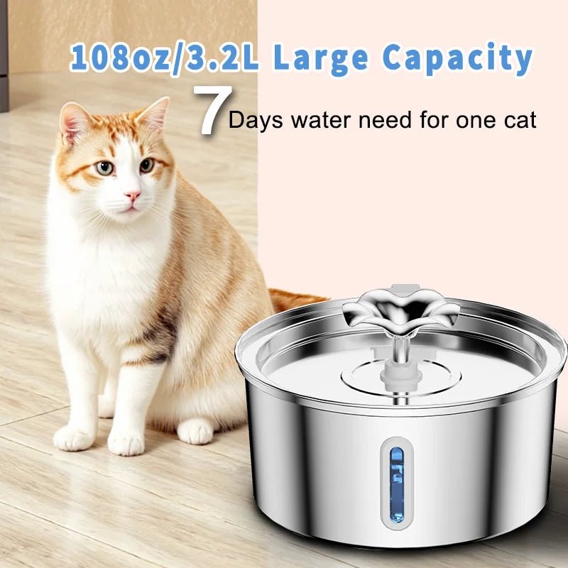 Stainless Steel Pet Water Fountain - Quiet Operation & Easy Cleaning by HEYBO - HEYBO