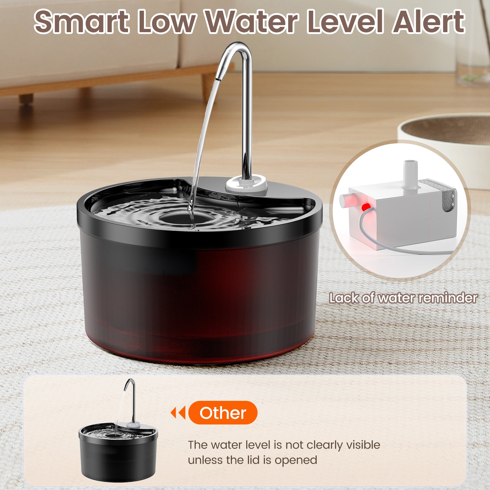 HEYBO Cat Fountain Super Silent Pet Drinking Dispenser Water Fountains for Kitty Indoor Quiet Pump and Faucet Design Suitable for Cats and Dogs - HEYBO