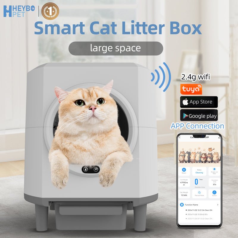 HEYBO Automatic Cat Litter Box Closed — Self - Cleaning & Quiet Operation - HEYBO