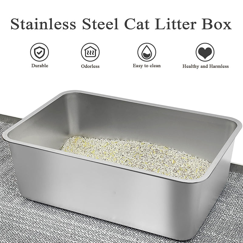 HEYBO Stainless steel No Smell High Sided Flip - top cat - litter box - HEYBO