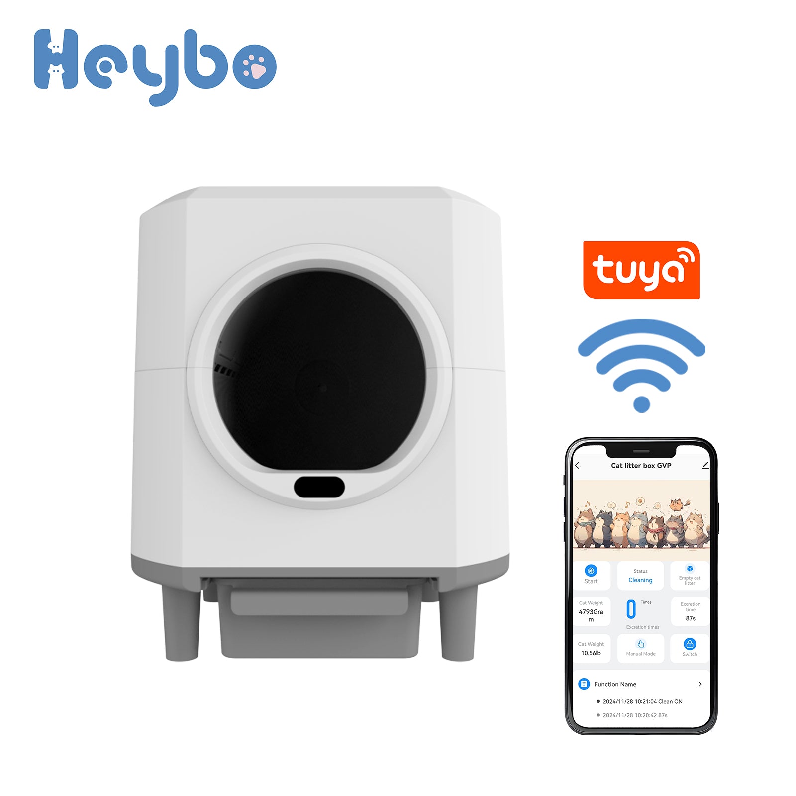 HBZH - ICB - 19 Open - Top Smart Cat Litter Box | App - Controlled & Large Capacity (US/EU Stock) - HEYBO - HEYBO