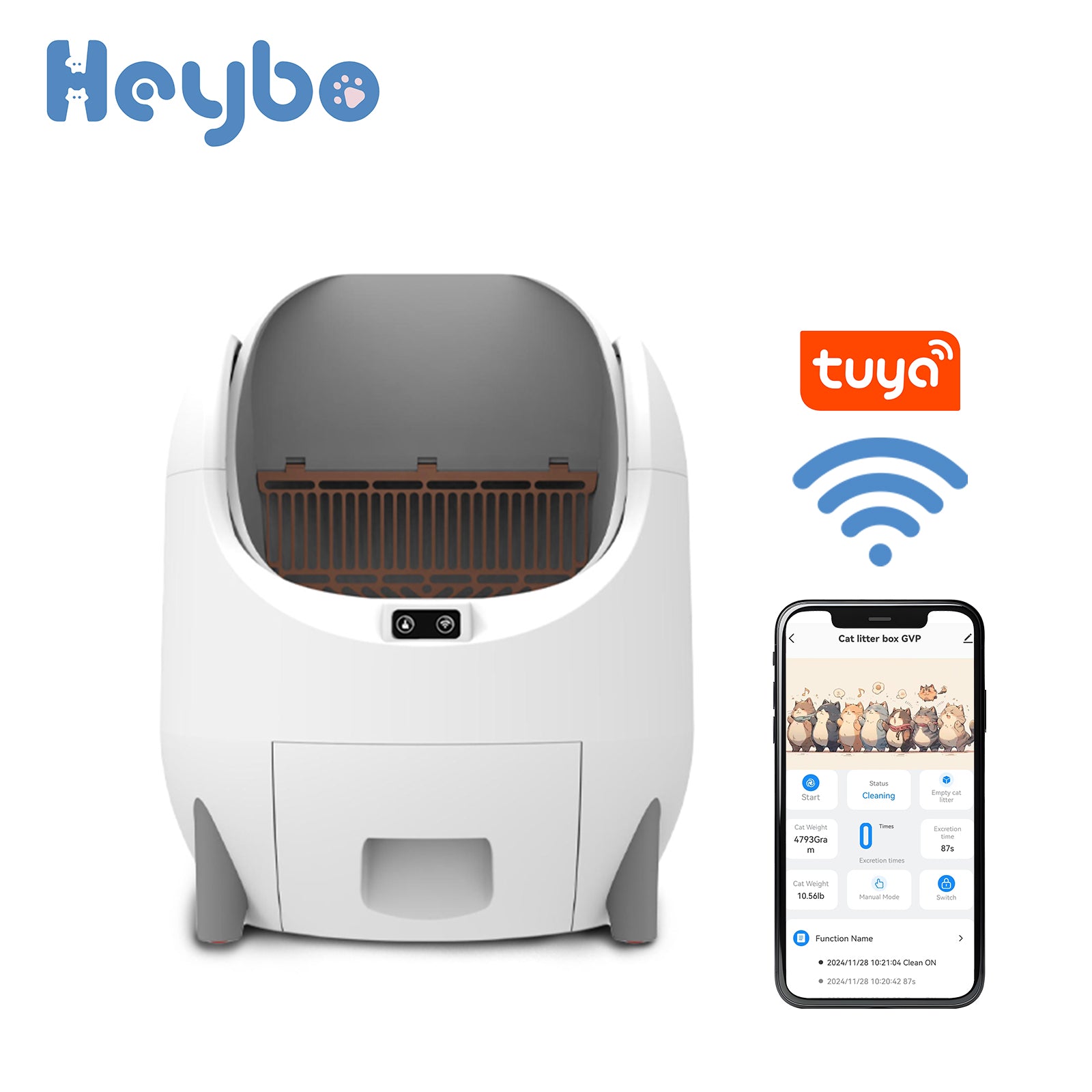 HBZH - ICB - 21 Open - Top Smart Cat Litter Box | App - Controlled & Large Capacity (US/EU Stock) - HEYBO - HEYBO