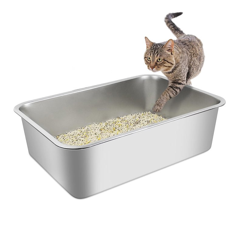 HEYBO Stainless steel No Smell High Sided Flip - top cat - litter box - HEYBO