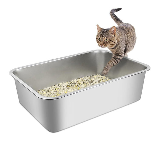 HEYBO Stainless steel No Smell High Sided Flip - top cat - litter box - HEYBO