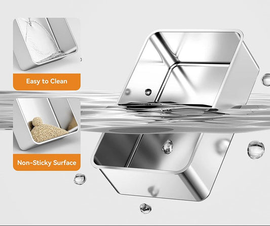HEYBO Large Metal Cat Litter Box with High Sided for Big and Small Cats - HEYBO