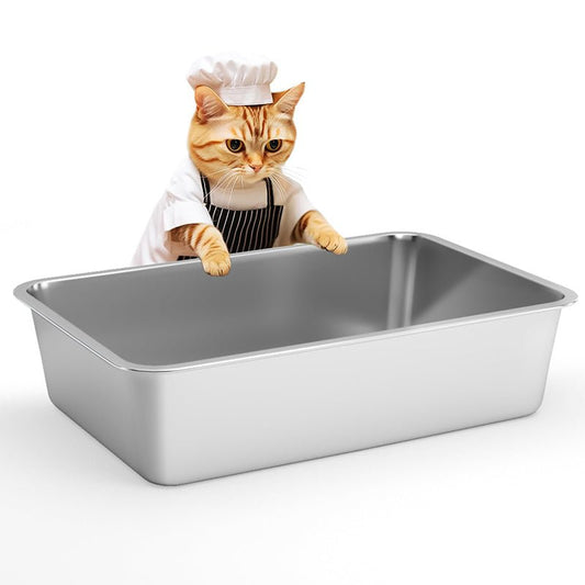HEYBO Mirror - Finished Stainless Steel Cat Litter Box With Modern Antibacterial Design - HEYBO