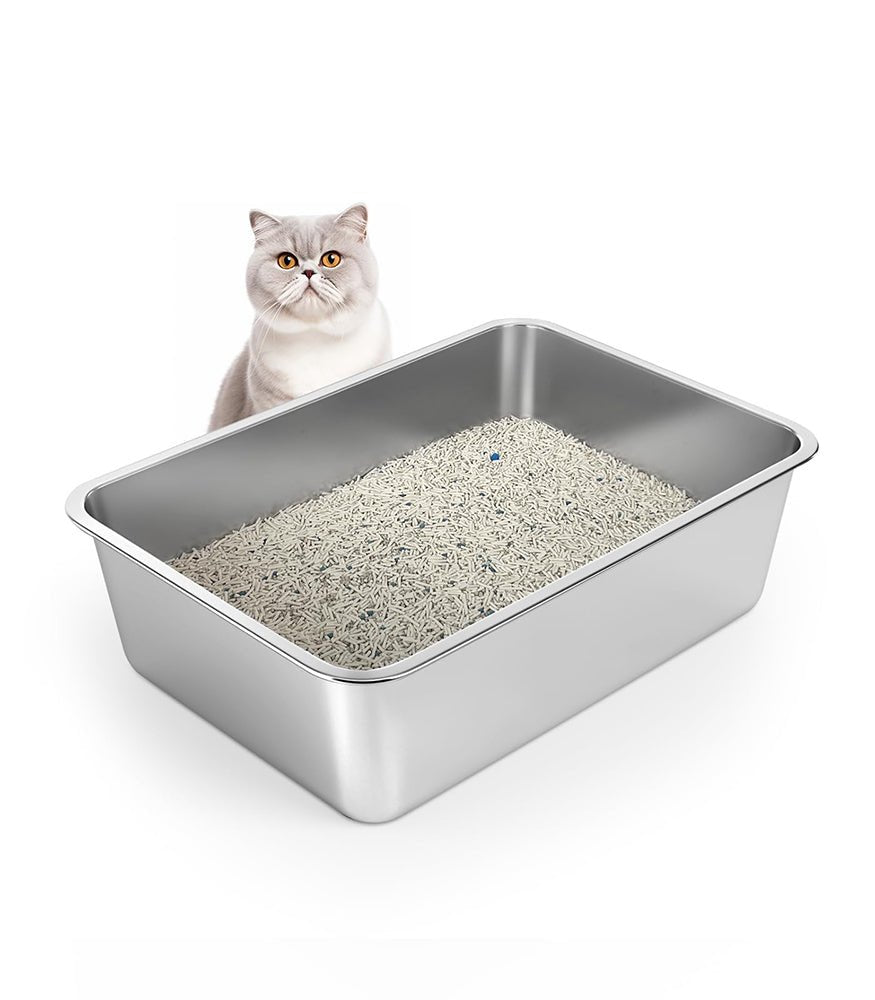 HEYBO Metal Cat Litter Box High Sides Nonstick Odor Control Anti - Corrosion - HEYBO