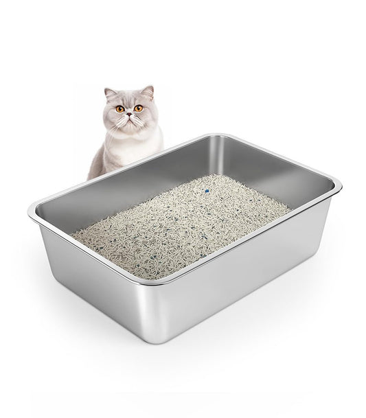 HEYBO Metal Cat Litter Box High Sides Nonstick Odor Control Anti - Corrosion - HEYBO