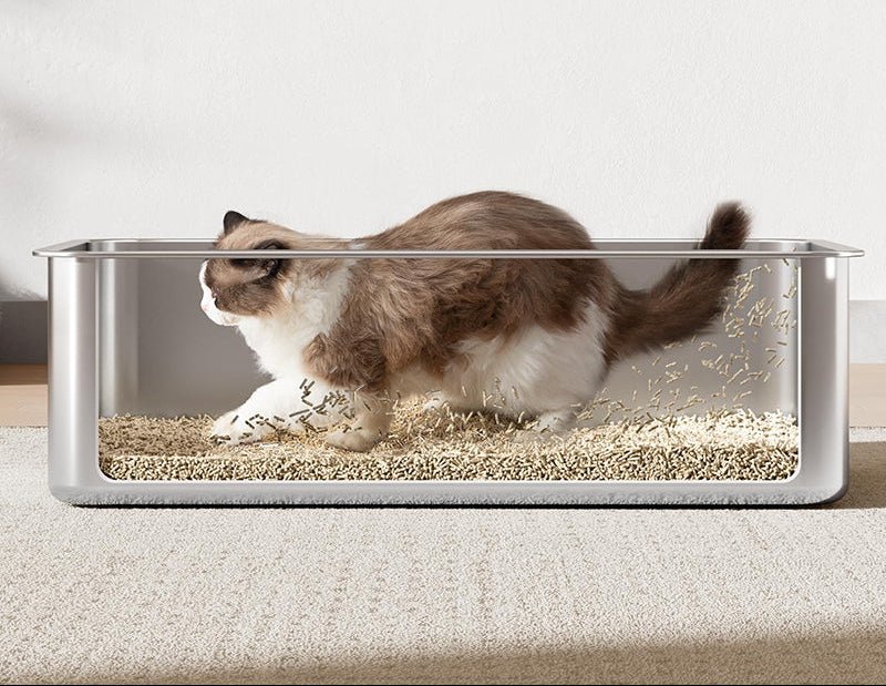 HEYBO Large Metal Cat Litter Box with High Sided for Big and Small Cats - HEYBO