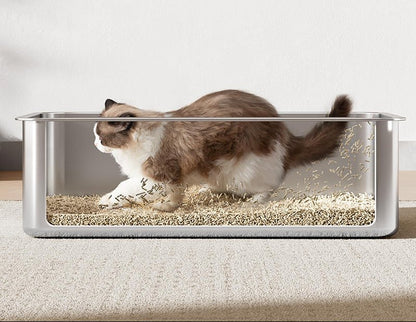 HEYBO Large Metal Cat Litter Box with High Sided for Big and Small Cats - HEYBO