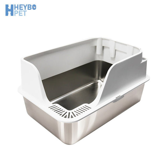 HEYBO Never Absorbs Odors Enclosed Stainless Steel Cat Litter Box - HEYBO